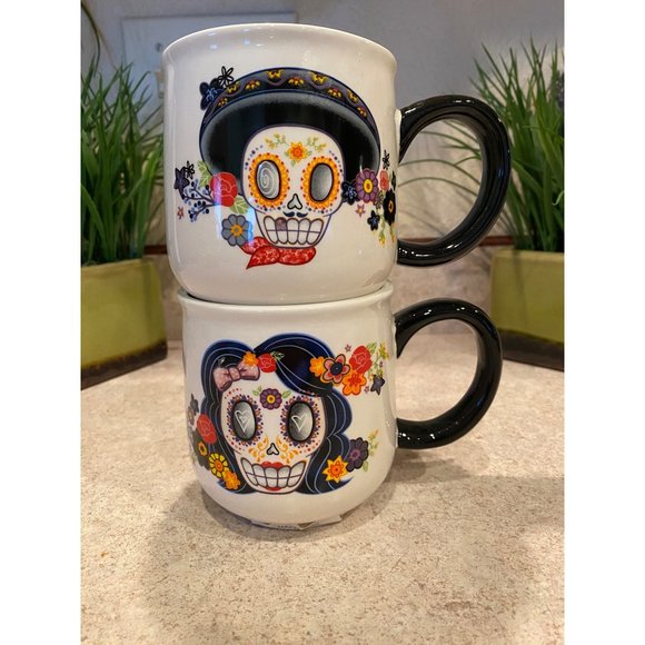 Magenta Day of the Dead Set of 2 Mugs - Picture 2 of 5